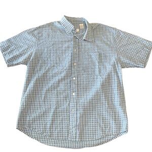 VINTAGE IZOD Shirt Mens  Blue Plaid Button Down Short Sleeve Casual Size Large